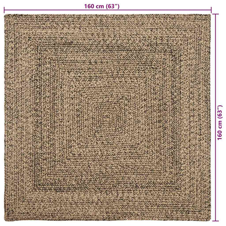 Områdetæpper Naturfarvet og sort 160 x 160 cm Jute