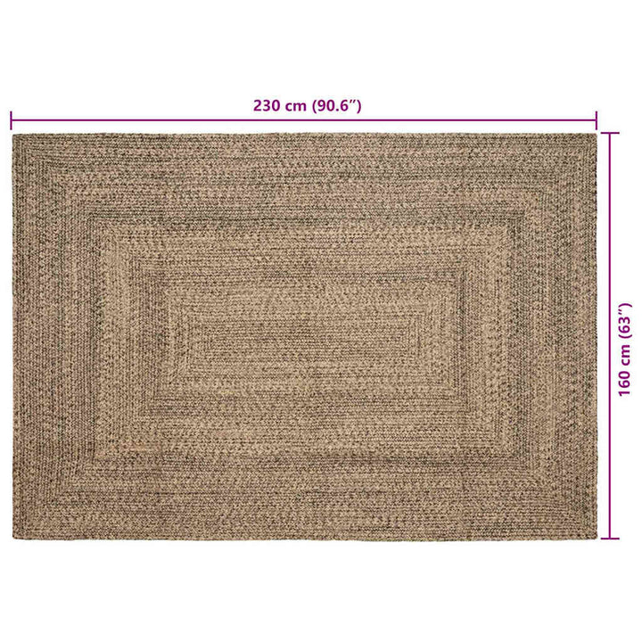 Områdetæpper Naturfarvet og sort 160 x 230 cm Jute