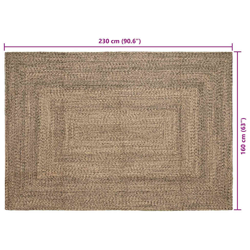 Områdetæpper Naturfarvet og sort 160 x 230 cm Jute