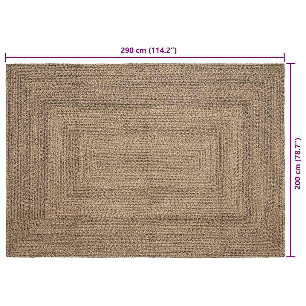 Områdetæpper Naturfarvet og sort 200 x 290 cm Jute