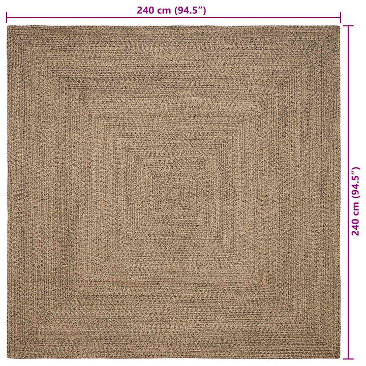 Områdetæpper Naturfarvet og sort 240 x 240 cm Jute