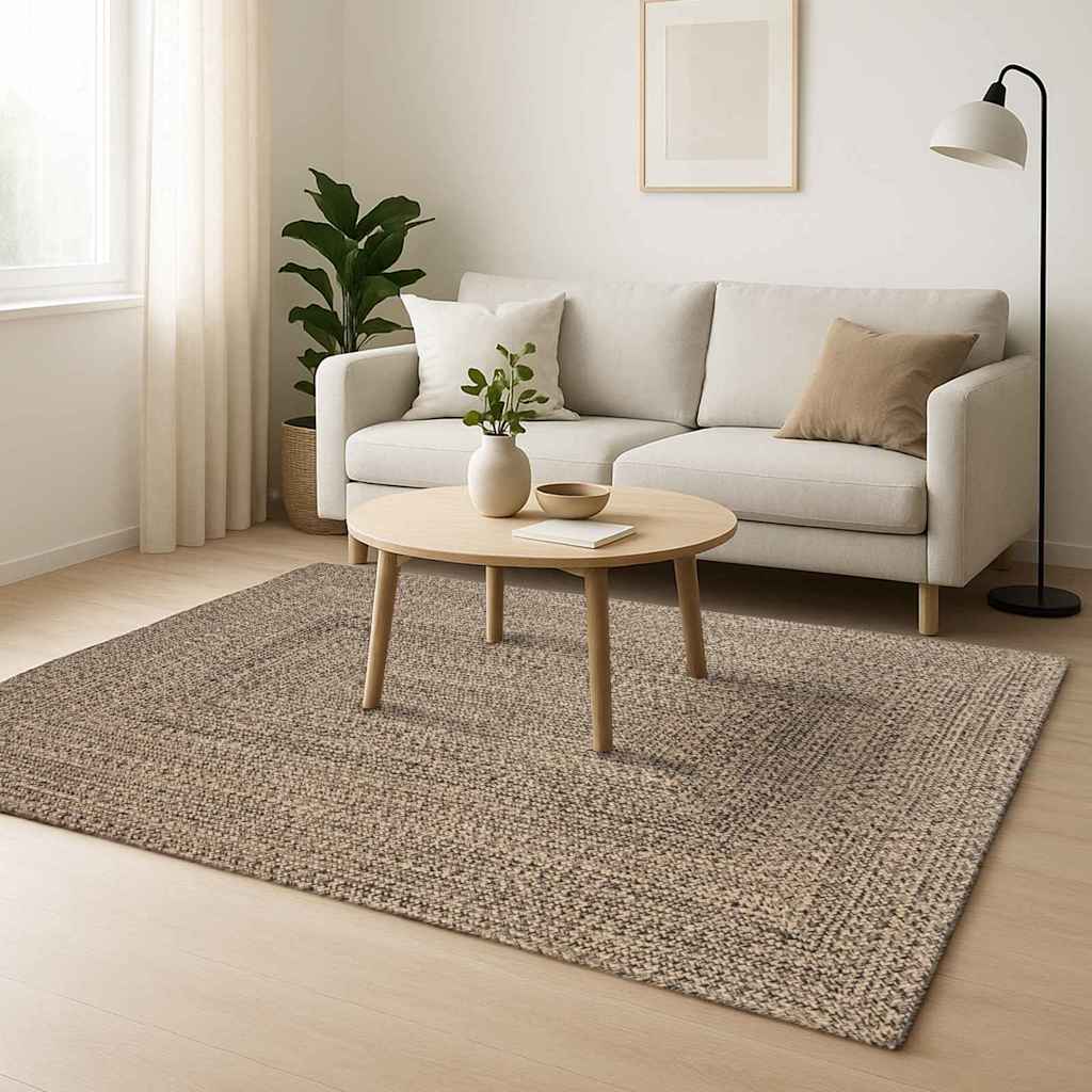Områdetæpper Naturfarvet og sort 240 x 340 cm Jute
