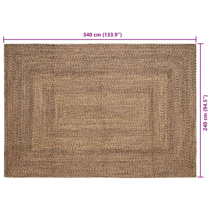Områdetæpper Naturfarvet og sort 240 x 340 cm Jute