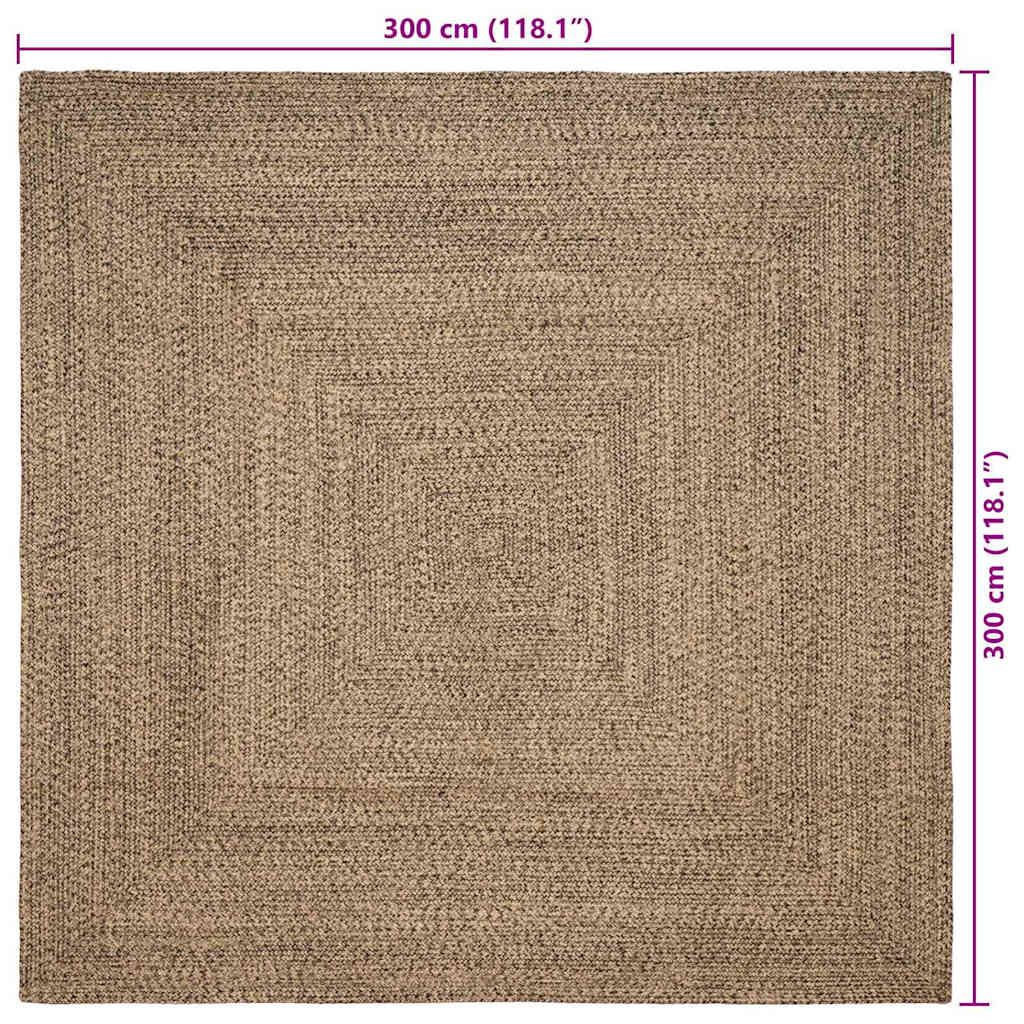 Områdetæpper Naturfarvet og sort 300 x 300 cm Jute