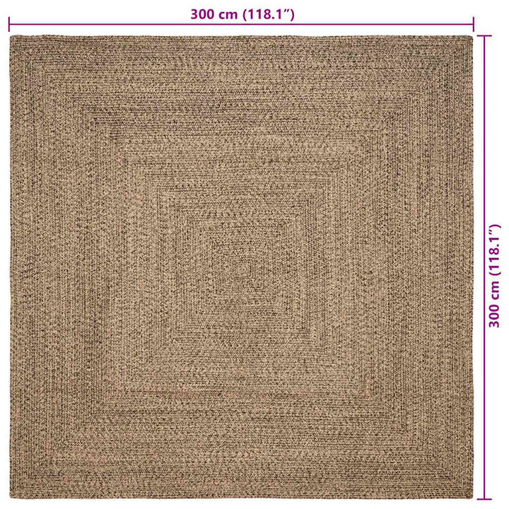 Områdetæpper Naturfarvet og sort 300 x 300 cm Jute
