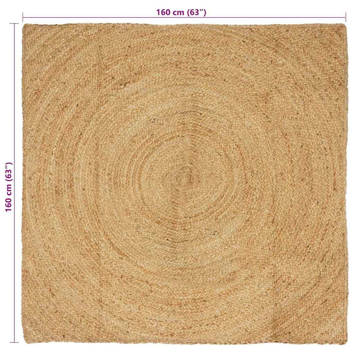 Områdetæpper Naturfarvet 160 x 160 cm Jute