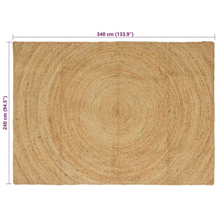 Områdetæpper Naturfarvet 240 x 340 cm Jute