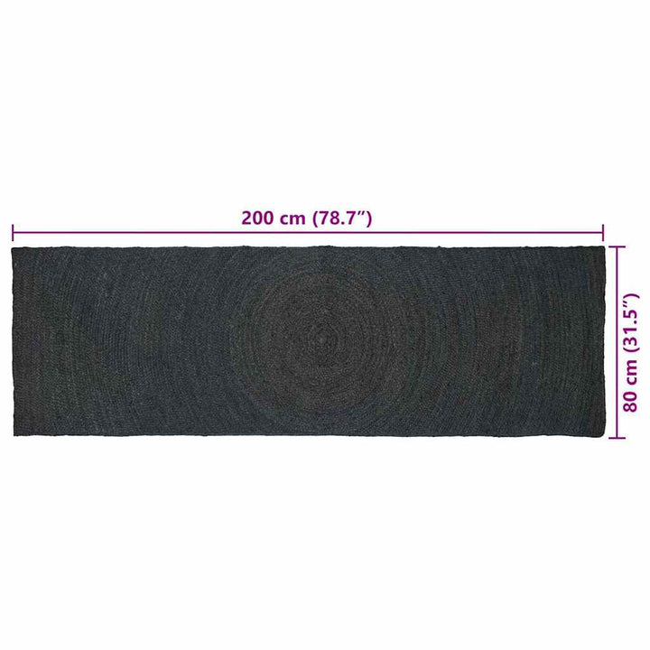 Områdetæpper Mørkegrå 80 x 200 cm Jute
