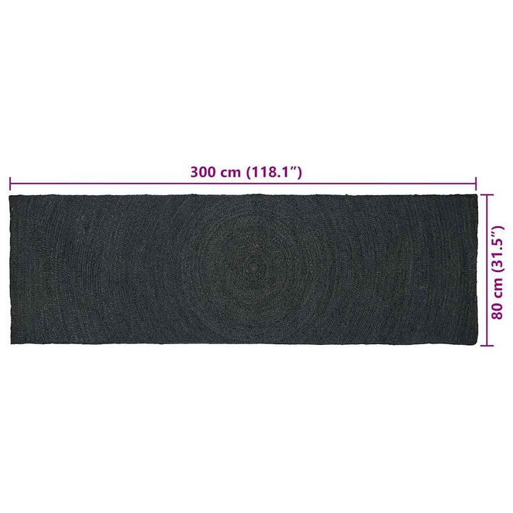 Områdetæpper Mørkegrå 80 x 300 cm Jute