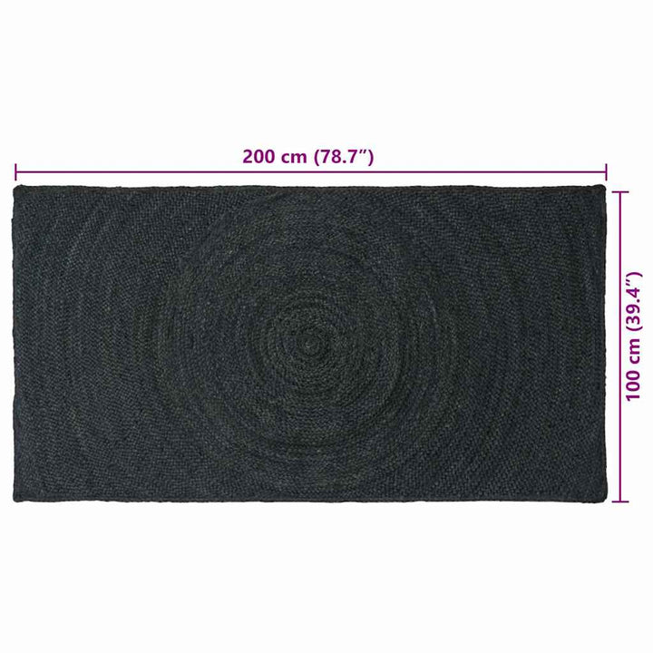 Områdetæpper Mørkegrå 100 x 200 cm Jute