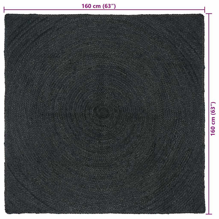 Områdetæpper Mørkegrå 160 x 160 cm Jute