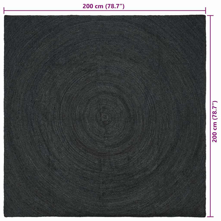 Områdetæpper Mørkegrå 200 x 200 cm Jute