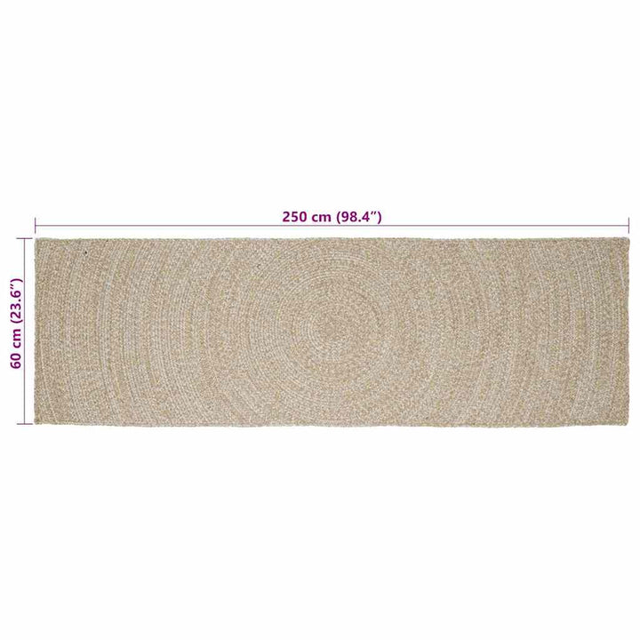 Områdetæpper Natur og hvid 60 x 250 cm Jute
