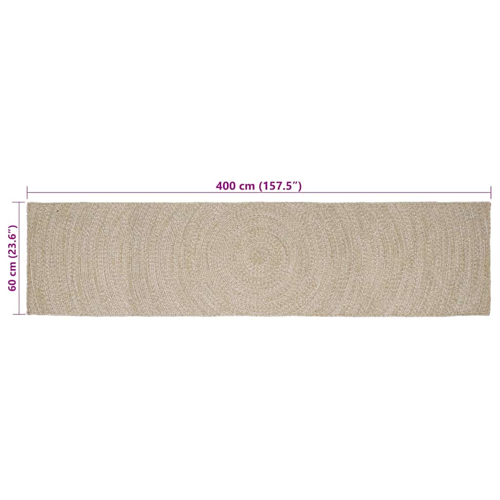 Områdetæpper Natur og hvid 60 x 400 cm Jute
