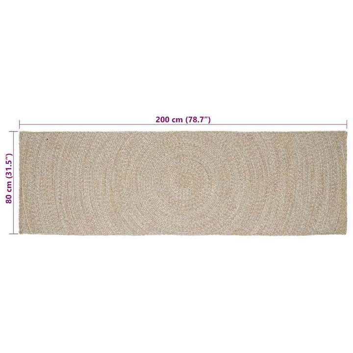 Områdetæpper Natur og hvid 80 x 200 cm Jute
