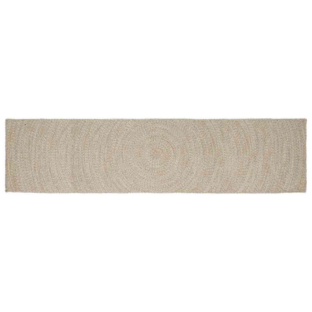 Område tæppe Natur og hvid 80 x 400 cm Jute