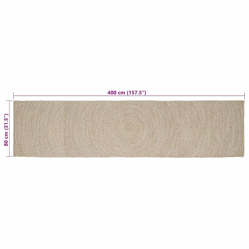 Områdetæpper Natur og hvid 80 x 400 cm Jute