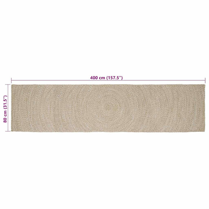 Områdetæpper Natur og hvid 80 x 400 cm Jute