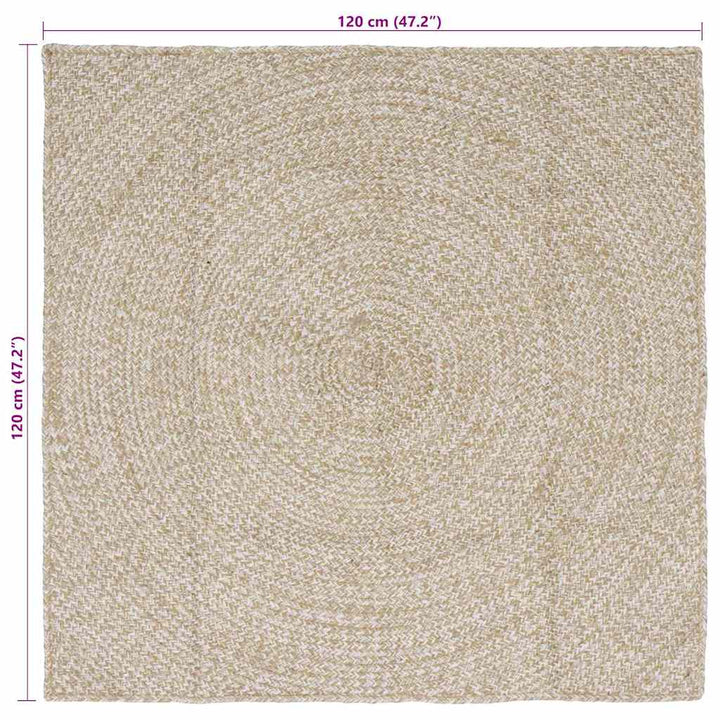 Områdetæpper Natur og hvid 120 x 120 cm Jute