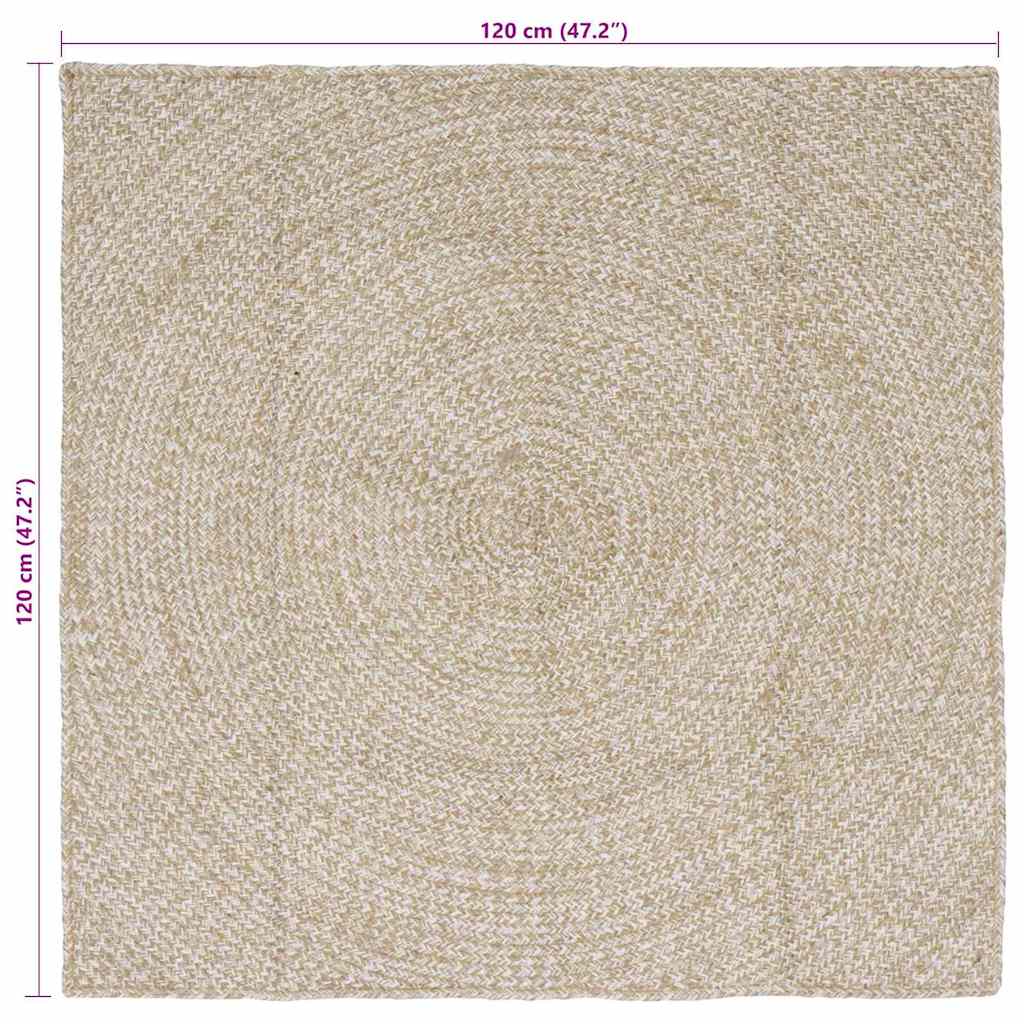 Område tæppe Natur og hvid 120 x 120 cm Jute