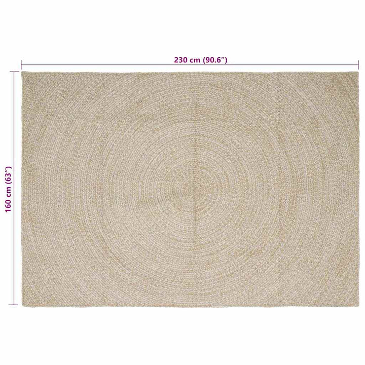 Områdetæpper Natur og hvid 160 x 230 cm Jute