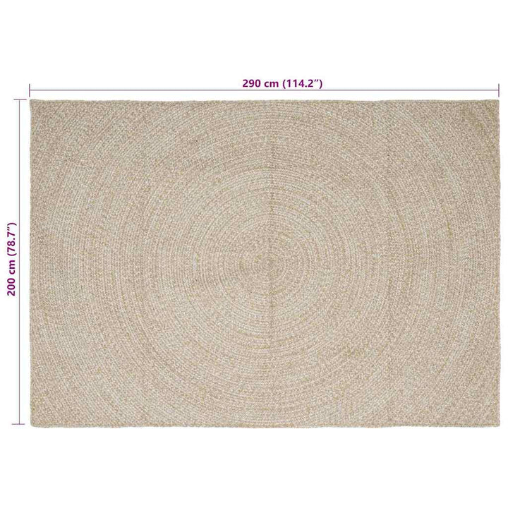 Område tæppe Natur og hvid 200 x 290 cm Jute