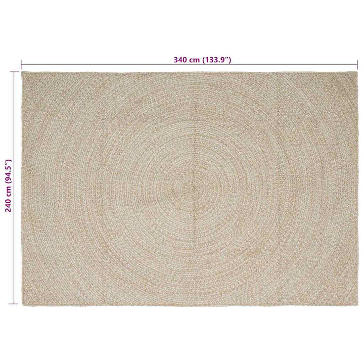 Områdetæpper Natur og hvid 240 x 340 cm Jute