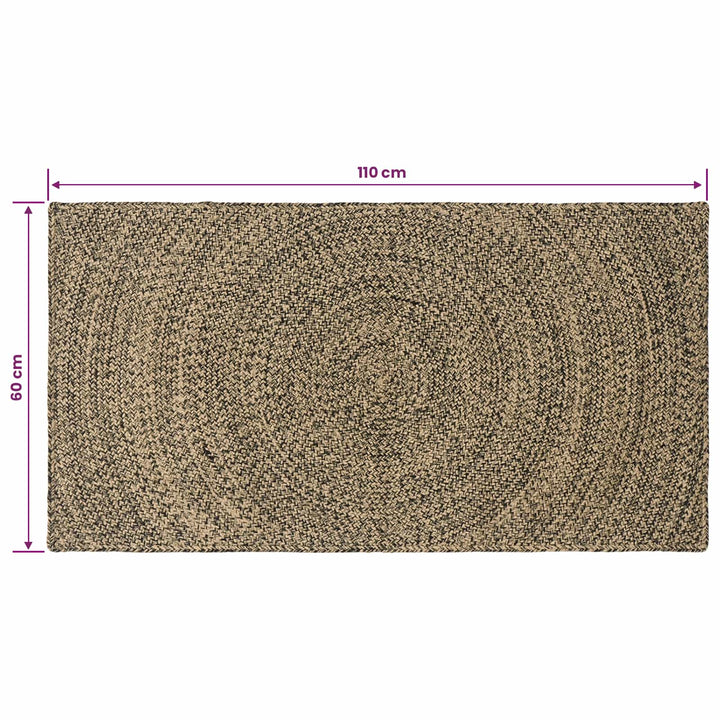 Områdetæpper Naturfarvet og sort 60 x 110 cm Jute