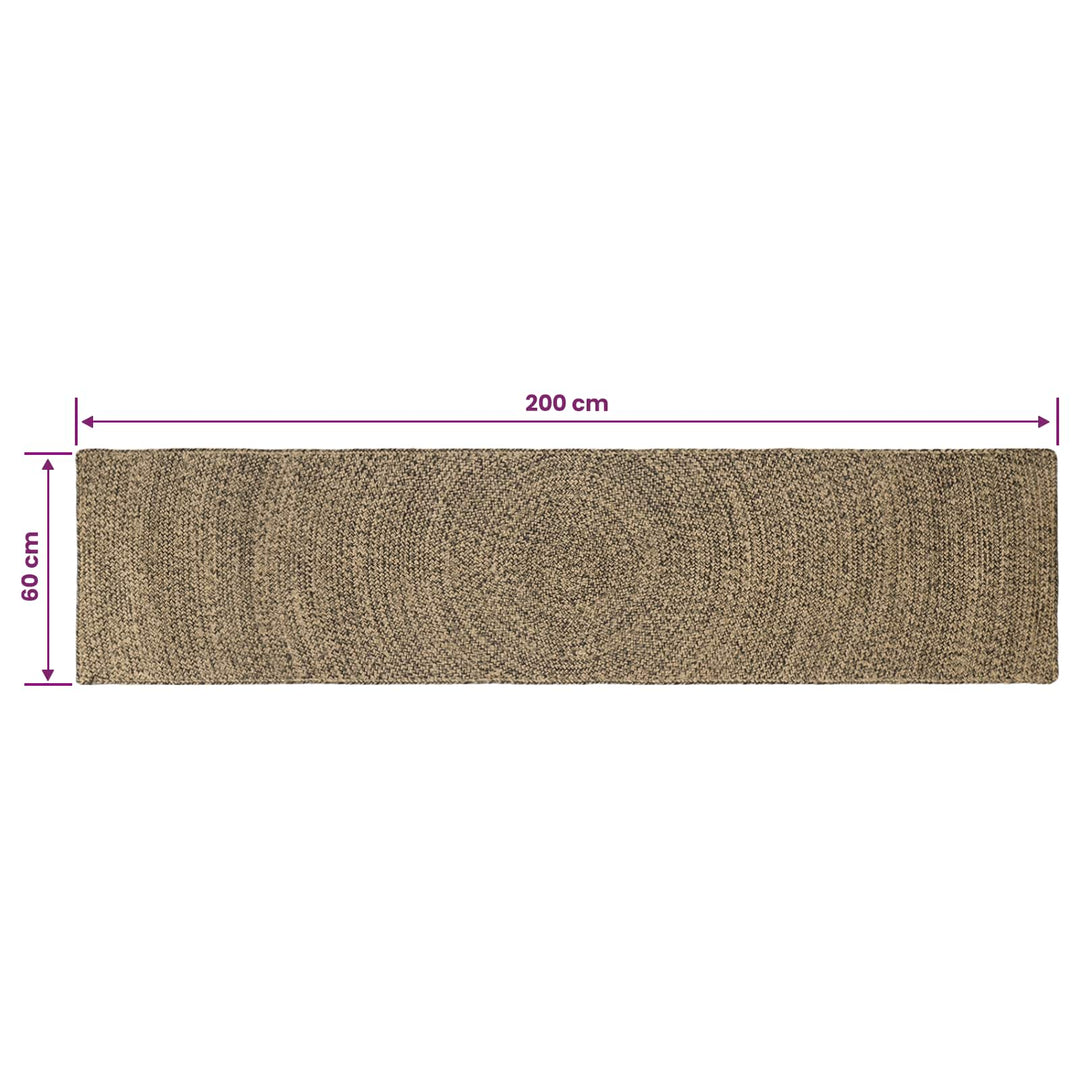 Områdetæpper Naturfarvet og sort 60 x 200 cm Jute