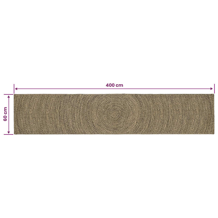 Områdetæpper Naturfarvet og sort 60 x 400 cm Jute