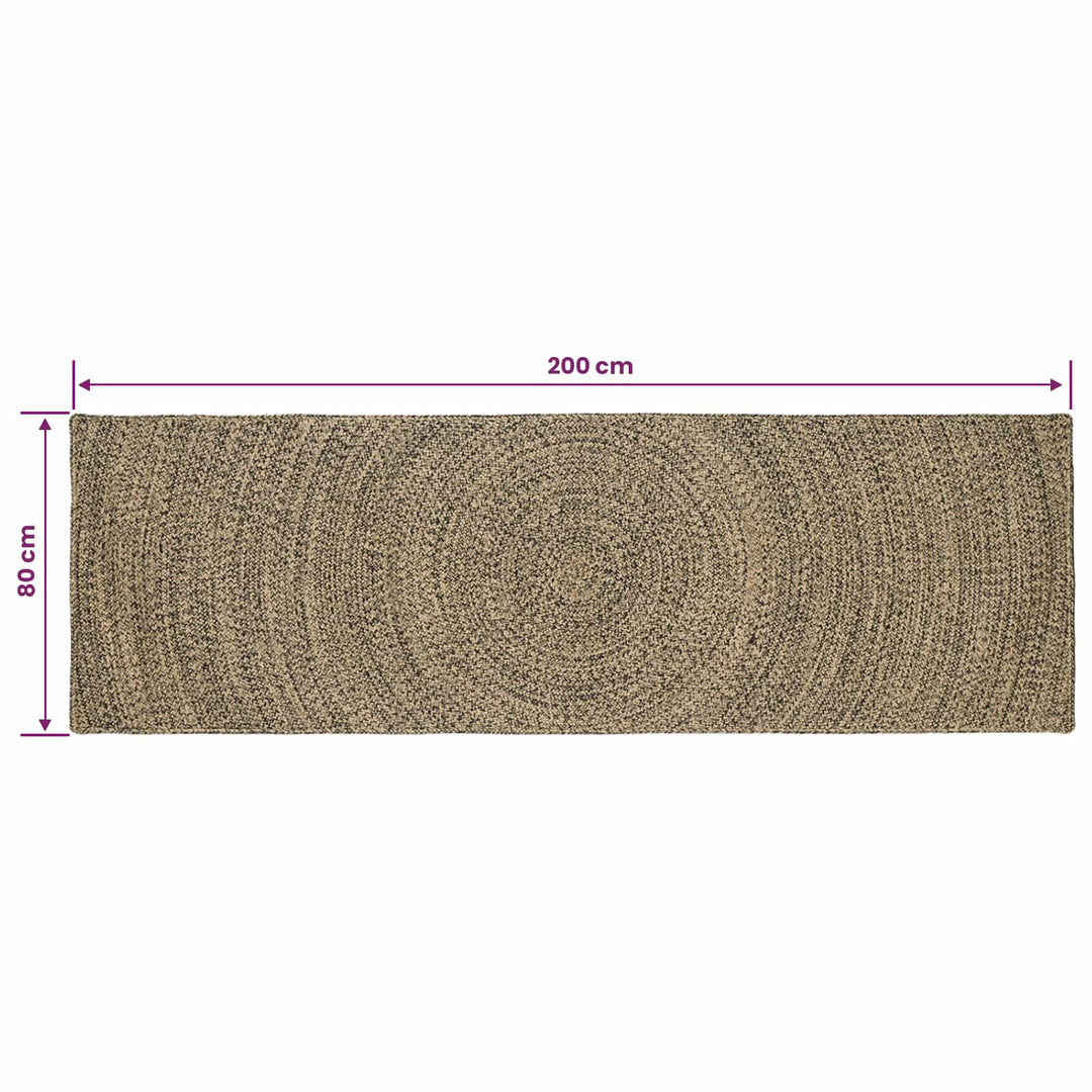Områdetæpper Naturfarvet og sort 80 x 200 cm Jute