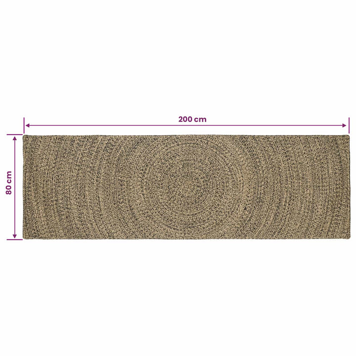 Områdetæpper Naturfarvet og sort 80 x 200 cm Jute