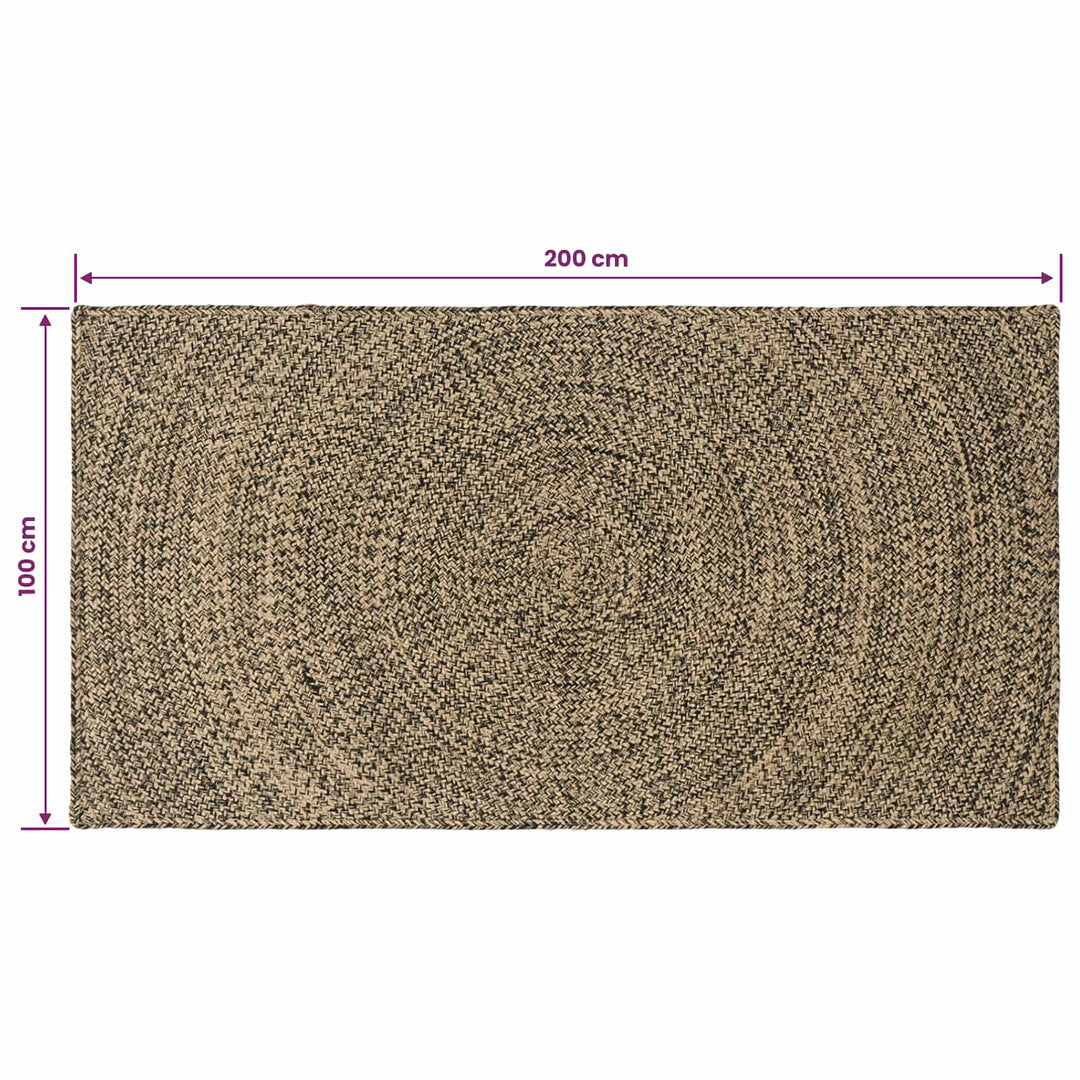 Områdetæpper Naturfarvet og sort 100 x 200 cm Jute
