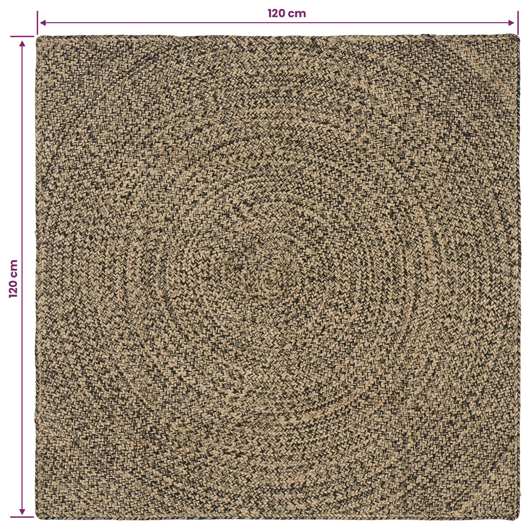 Områdetæpper Naturfarvet og sort 120 x 120 cm Jute