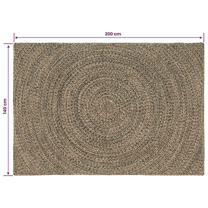 Områdetæpper Naturfarvet og sort 140 x 200 cm Jute