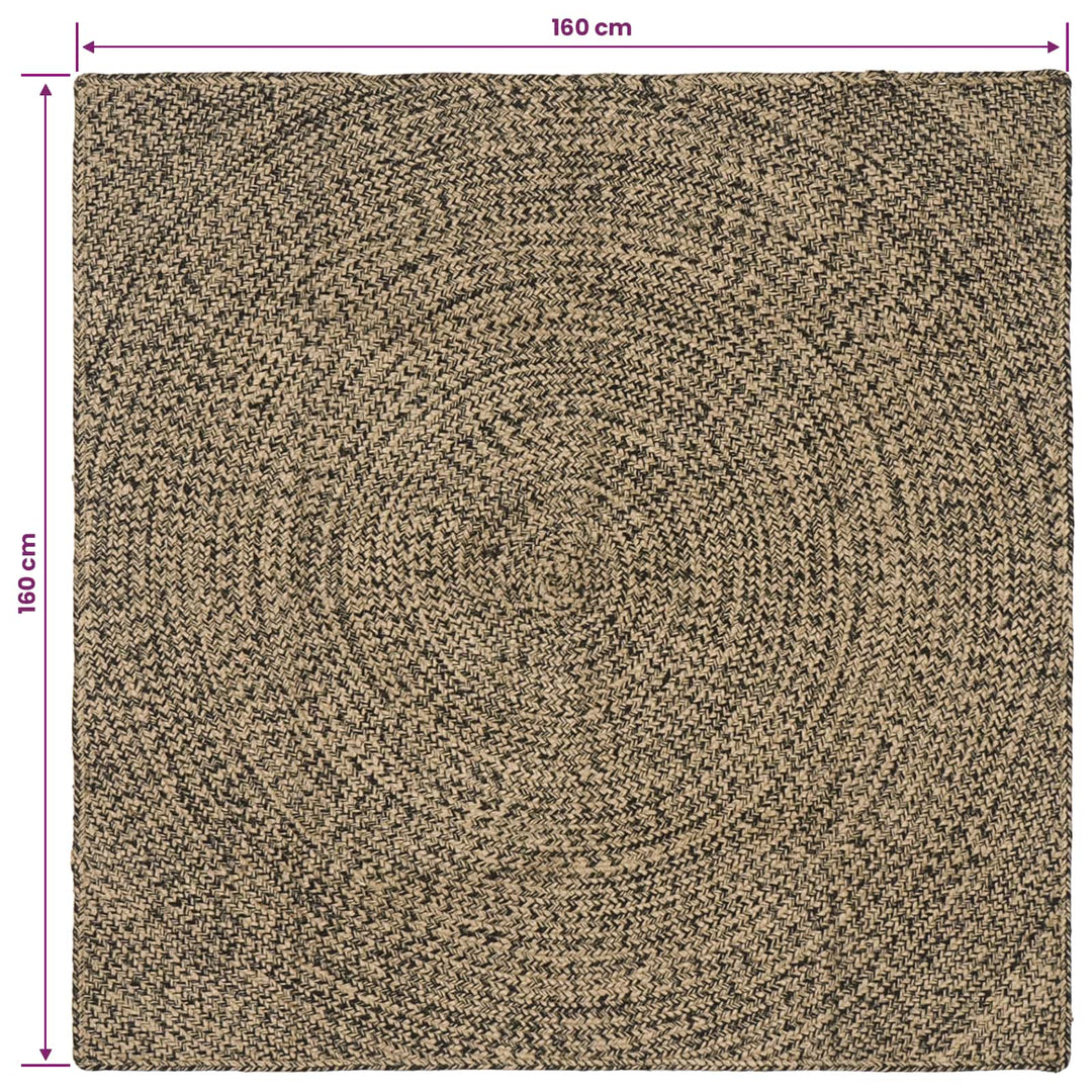 Områdetæpper Naturfarvet og sort 160 x 160 cm Jute