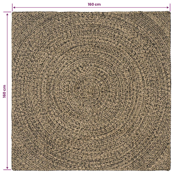 Områdetæpper Naturfarvet og sort 160 x 160 cm Jute