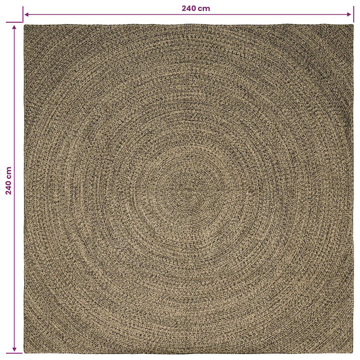 Områdetæpper Naturfarvet og sort 240 x 240 cm Jute