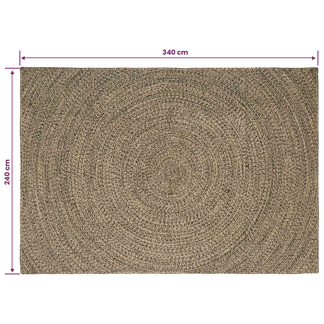 Områdetæpper Naturfarvet og sort 240 x 340 cm Jute