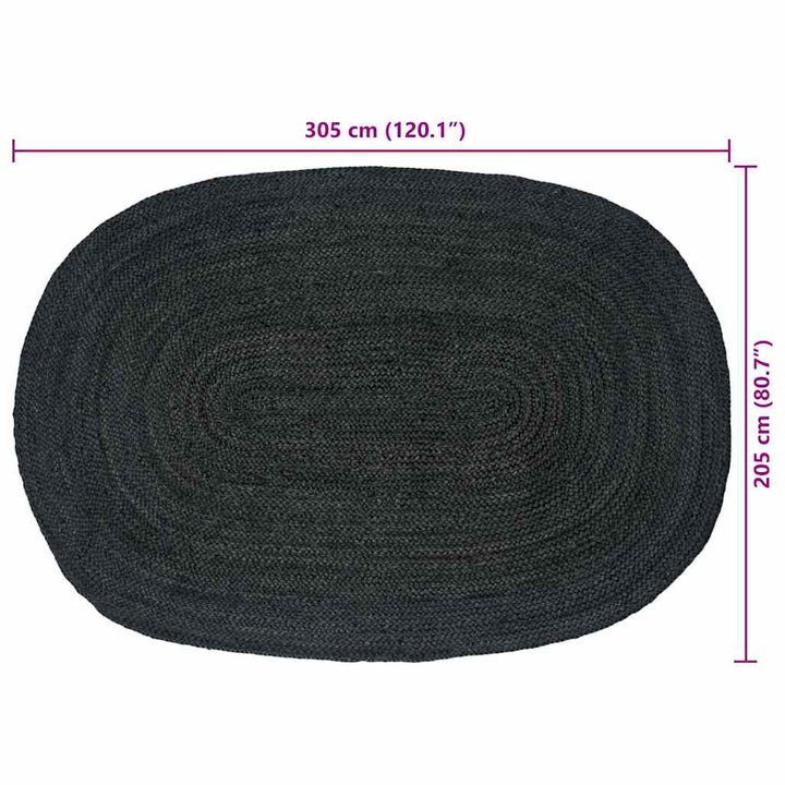 Områdetæpper Mørkegrå 205 x 305 cm Jute