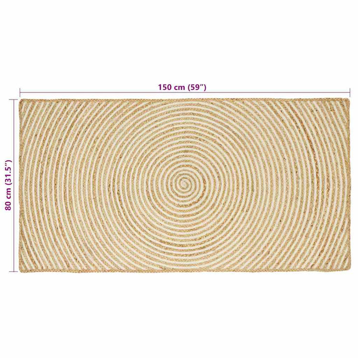 Områdetæpper Hvid 80 x 150 cm Jute