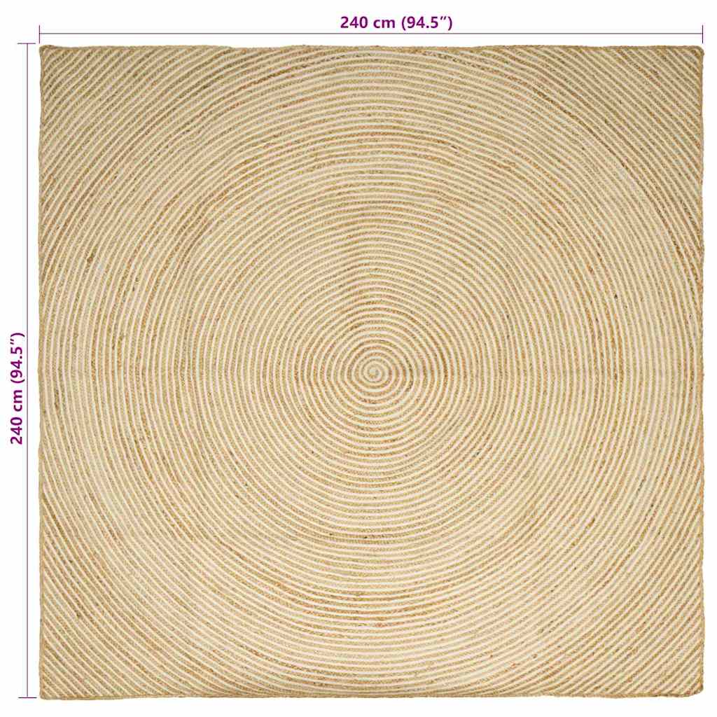 Områdetæpper Hvid 240 x 240 cm Jute