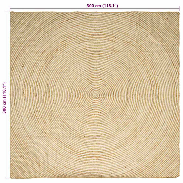 Områdetæpper Hvid 300 x 300 cm Jute