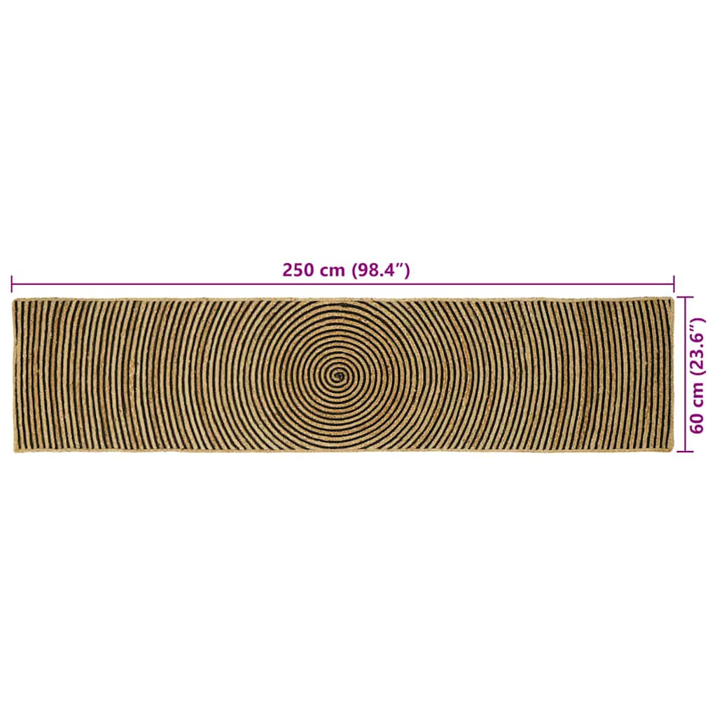 Områdetæpper Sort 60 x 250 cm Jute