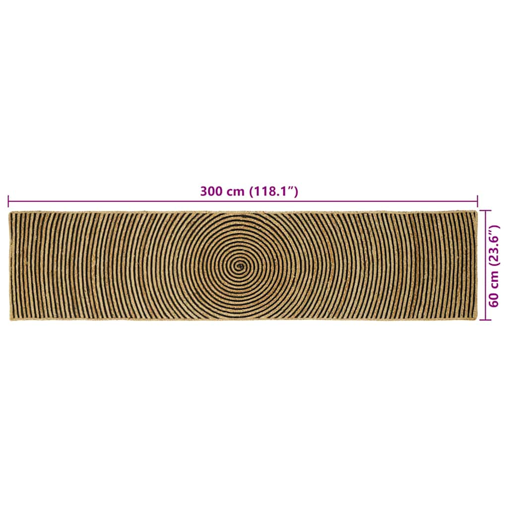 Områdetæpper Sort 60 x 300 cm Jute