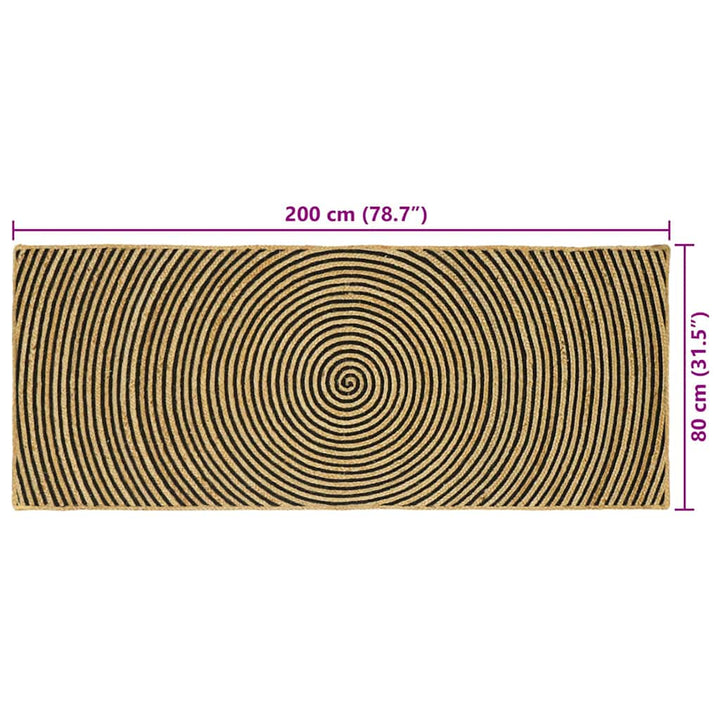 Område tæppe Sort 80 x 200 cm Jute