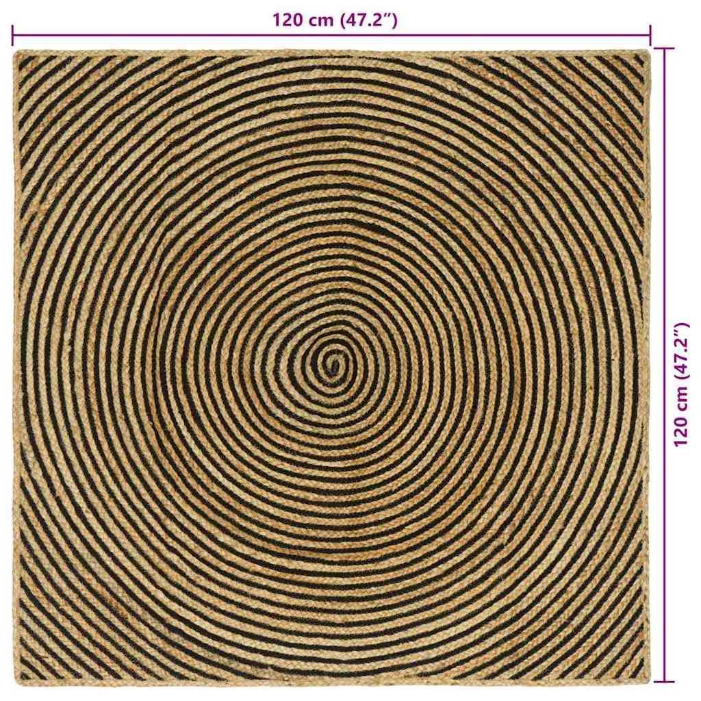Områdetæpper Sort 120 x 120 cm Jute