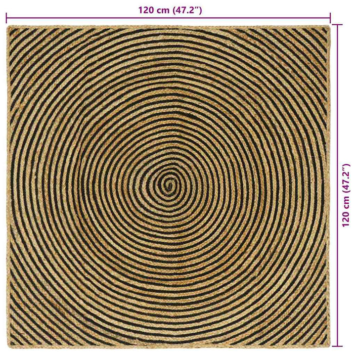 Områdetæpper Sort 120 x 120 cm Jute