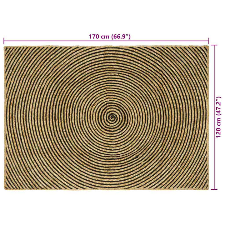 Områdetæpper Sort 120 x 170 cm Jute