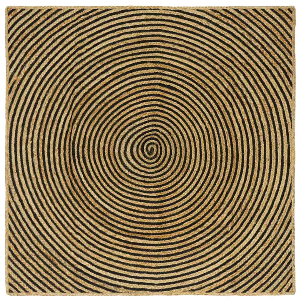 Område tæppe Sort 160 x 160 cm Jute